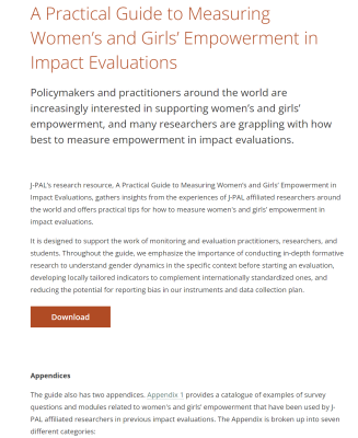 A Practical Guide to Measuring Women’s and Girls’ Empowerment in Impact Evaluations